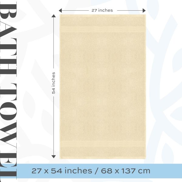 Luxury Bath Towels Set of 4 Large   700 GSM Cotton Ultra Soft Bath Towels 27x54 | Highly Absorbent and Quick Dry | Hotel Towels for Bathroom Luxury Plush Shower Towels Beige - Image 4