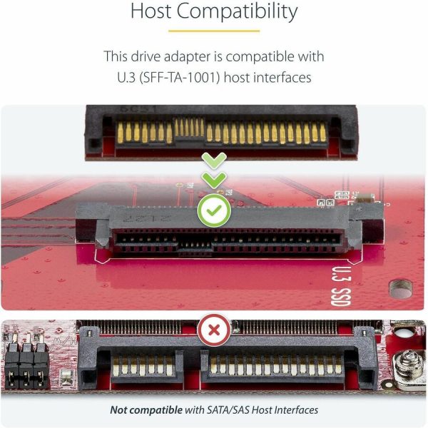 StarTech.com M.2 to U.3 Adapter, For M.2 NVMe SSDs, PCIe M.2 Drive to 2.5inch U.3 (SFF-TA-1001) Host Adapter/Converter, TAA Compliant - Image 3