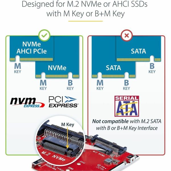 StarTech.com M.2 to U.3 Adapter, For M.2 NVMe SSDs, PCIe M.2 Drive to 2.5inch U.3 (SFF-TA-1001) Host Adapter/Converter, TAA Compliant - Image 4