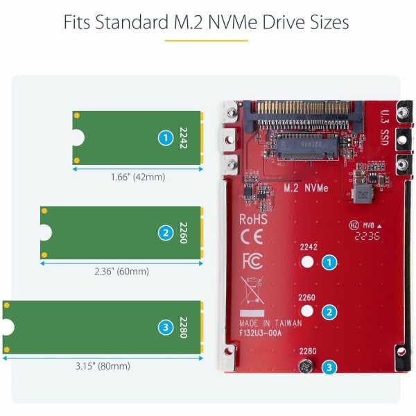 StarTech.com M.2 to U.3 Adapter, For M.2 NVMe SSDs, PCIe M.2 Drive to 2.5inch U.3 (SFF-TA-1001) Host Adapter/Converter, TAA Compliant - Image 5