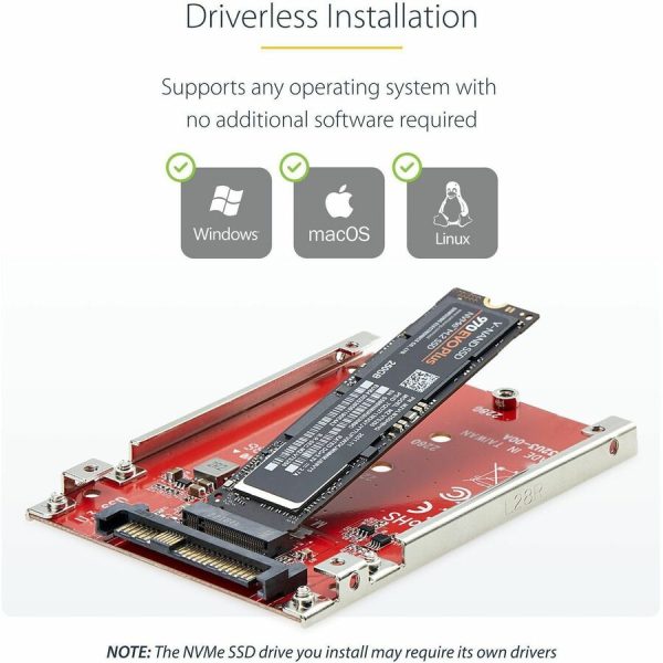 StarTech.com M.2 to U.3 Adapter, For M.2 NVMe SSDs, PCIe M.2 Drive to 2.5inch U.3 (SFF-TA-1001) Host Adapter/Converter, TAA Compliant - Image 6