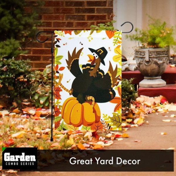 G128 Combo Pack: Garden Flag Stand Black 36x16 Inch & Garden Flag Pilgrim Turkey with Pumpkin 12x18 Inch - Image 9