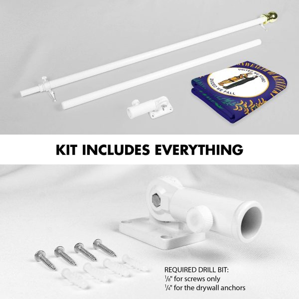G128 Combo Pack: 6 Ft Tangle Free Spinning Flagpole (White) & Kentucky Flag 3x5 Ft Printed 150D Polyester, Brass Grommets (Flag Included) Aluminum Flag Pole - Image 2