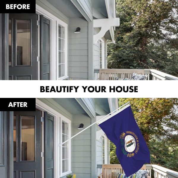 G128 Combo Pack: 6 Ft Tangle Free Spinning Flagpole (White) & Kentucky Flag 3x5 Ft Printed 150D Polyester, Brass Grommets (Flag Included) Aluminum Flag Pole - Image 3