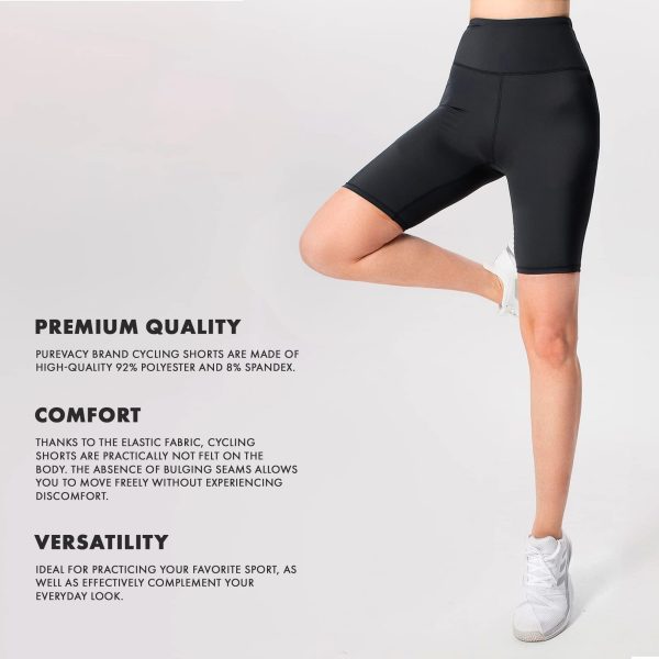 PUREVACY Pack of 4 High Waist Biker Shorts for Women. Polyester and Spandex Yoga Shorts. Seamless Workout Shorts for Women - Image 2