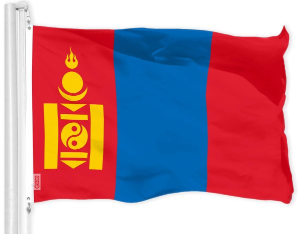 G128 Combo Pack: American USA Flag 3x5 Ft & Mongolia Mongolian Flag 3x5 Ft | Both LiteWeave Pro Series Printed 150D Polyester, Brass Grommets - Image 2