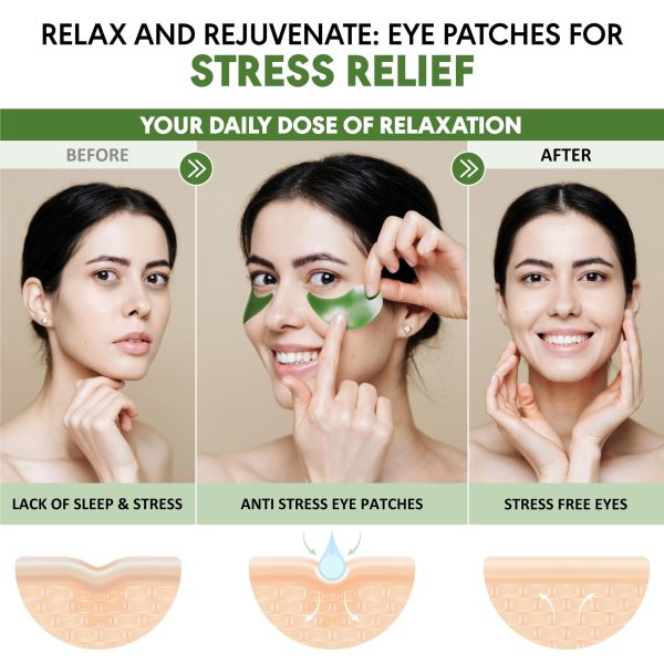Green Tea Under Eye Patches for Wrinkles and Eye Bags   Eye Masks for Dark Circles and Puffiness with Collagen Hyaluronic Acid   Under Eye Mask for All Skin Types 30 Pairs - Image 4