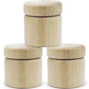 3pcs 2''x2'' Unfinished Wooden Boxes   Small Round Unpainted Storage Containers with Lids   DIY Craft Boxes for Jewelry Rings and Trinkets