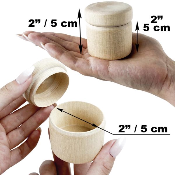 3pcs 2''x2'' Unfinished Wooden Boxes   Small Round Unpainted Storage Containers with Lids   DIY Craft Boxes for Jewelry Rings and Trinkets - Image 2