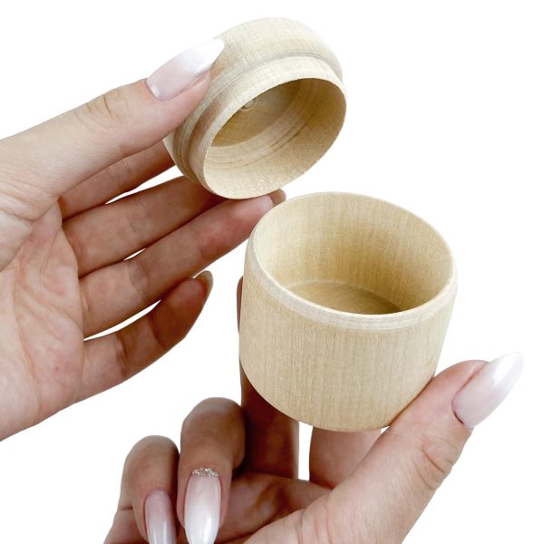 3pcs 2''x2'' Unfinished Wooden Boxes   Small Round Unpainted Storage Containers with Lids   DIY Craft Boxes for Jewelry Rings and Trinkets - Image 6
