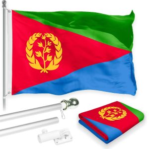 Flag Pole 6FT Silver Tangle Free & Eritrea Eritrean Flag 3x5 Ft Combo Printed 150D Polyester By G128
