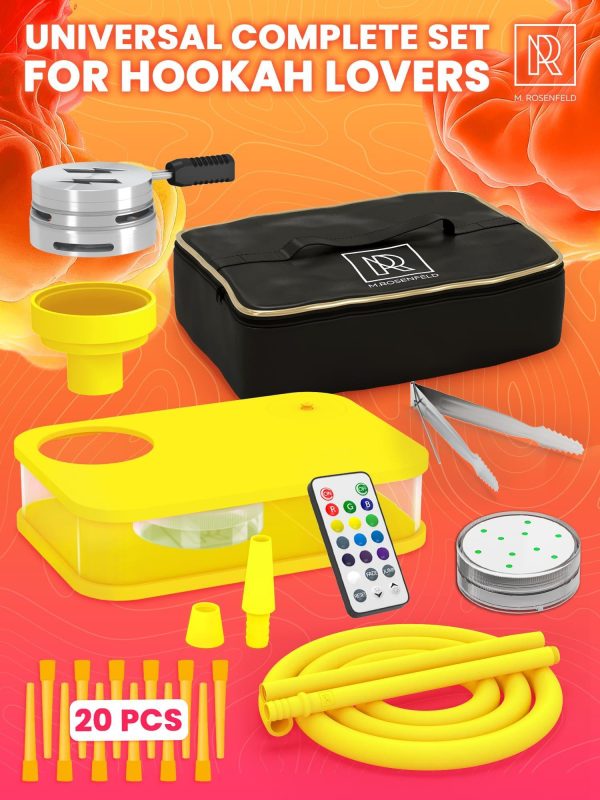 Yellow Hookah Set   Premium Portable Hookah Set With Everything And Bag - Image 2