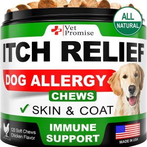 Dog Allergy Chews   Itch Relief for Dogs   Dog Allergy Relief   Anti Itch for Dogs   Dog Itchy Skin Treatment   Dog Allergy Support   Hot Spots   Immune Health Supplement   Made in USA   120 Treats