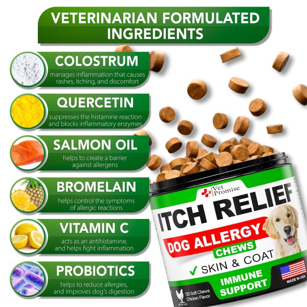 Dog Allergy Chews   Itch Relief for Dogs   Dog Allergy Relief   Anti Itch for Dogs   Dog Itchy Skin Treatment   Dog Allergy Support   Hot Spots   Immune Health Supplement   Made in USA   120 Treats - Image 3