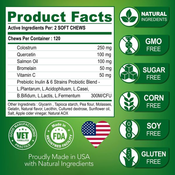 Dog Allergy Chews   Itch Relief for Dogs   Dog Allergy Relief   Anti Itch for Dogs   Dog Itchy Skin Treatment   Dog Allergy Support   Hot Spots   Immune Health Supplement   Made in USA   120 Treats - Image 6