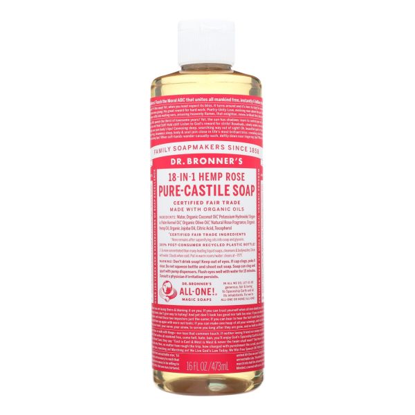 Dr. Bronner's - Castile Liquid Sp Rose - 1 Each-16 FZ - Image 2