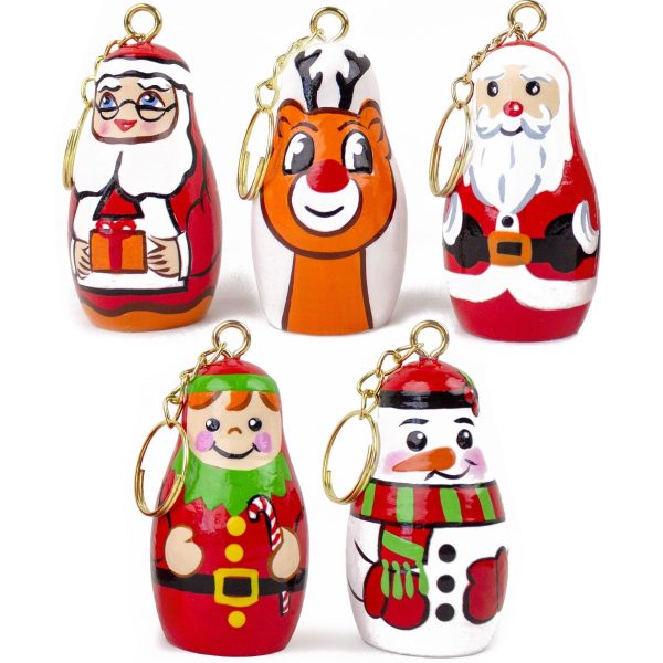 AEVVV Keychains Christmas Nesting Dolls Set of 5 pcs   Matryoshka Doll Key Chain   Russian Souvenir Keychain