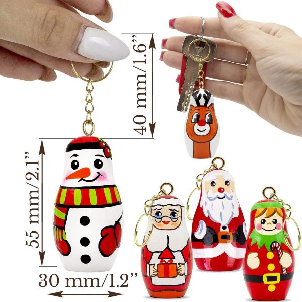 AEVVV Keychains Christmas Nesting Dolls Set of 5 pcs   Matryoshka Doll Key Chain   Russian Souvenir Keychain - Image 2