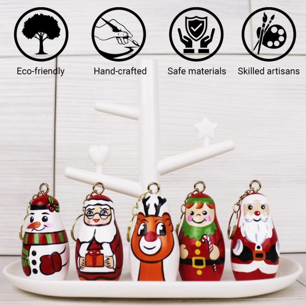 AEVVV Keychains Christmas Nesting Dolls Set of 5 pcs   Matryoshka Doll Key Chain   Russian Souvenir Keychain - Image 3