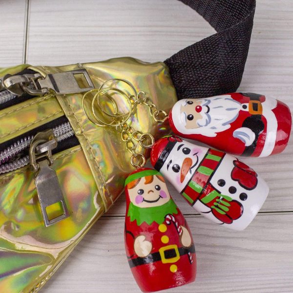 AEVVV Keychains Christmas Nesting Dolls Set of 5 pcs   Matryoshka Doll Key Chain   Russian Souvenir Keychain - Image 4