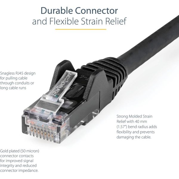 StarTech.com 6in CAT6 Ethernet Cable - Black Snagless Gigabit - 100W PoE UTP 650MHz Category 6 Patch Cord UL Certified Wiring/TIA - Image 3