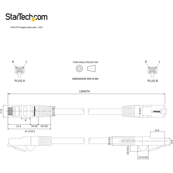StarTech.com 6in CAT6 Ethernet Cable - Black Snagless Gigabit - 100W PoE UTP 650MHz Category 6 Patch Cord UL Certified Wiring/TIA - Image 7
