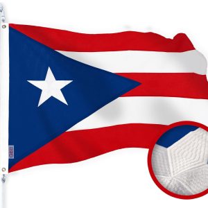 G128 Puerto Rico Puerto Rican Flag | 2x3 Ft | StormFlyer Series Embroidered 220GSM Spun Polyester | Embroidered Design, Indoor/Outdoor, Brass Grommets, Heavy Duty, All Weather