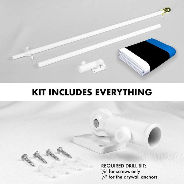 G128 Combo Pack: 6 Ft Tangle Free Spinning Flagpole (White) & Estonia Flag 3x5 Ft Printed 150D Polyester, Brass Grommets (Flag Included) Aluminum Flag Pole - Image 2