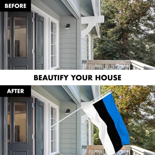 G128 Combo Pack: 6 Ft Tangle Free Spinning Flagpole (White) & Estonia Flag 3x5 Ft Printed 150D Polyester, Brass Grommets (Flag Included) Aluminum Flag Pole - Image 3