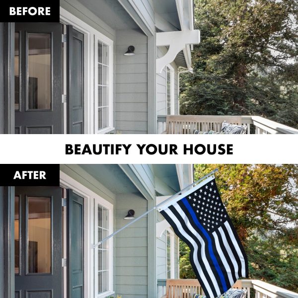 G128 - 6 Feet Tangle Free Spinning Flagpole (Silver) Thin Blue Brass Grommets Printed 3x5 ft (Flag Included) Aluminum Flag Pole - Image 3