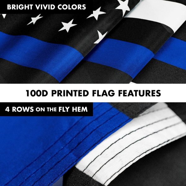 G128 - 6 Feet Tangle Free Spinning Flagpole (Silver) Thin Blue Brass Grommets Printed 3x5 ft (Flag Included) Aluminum Flag Pole - Image 5
