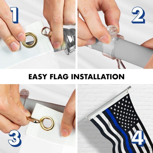 G128 - 6 Feet Tangle Free Spinning Flagpole (Silver) Thin Blue Brass Grommets Printed 3x5 ft (Flag Included) Aluminum Flag Pole - Image 7
