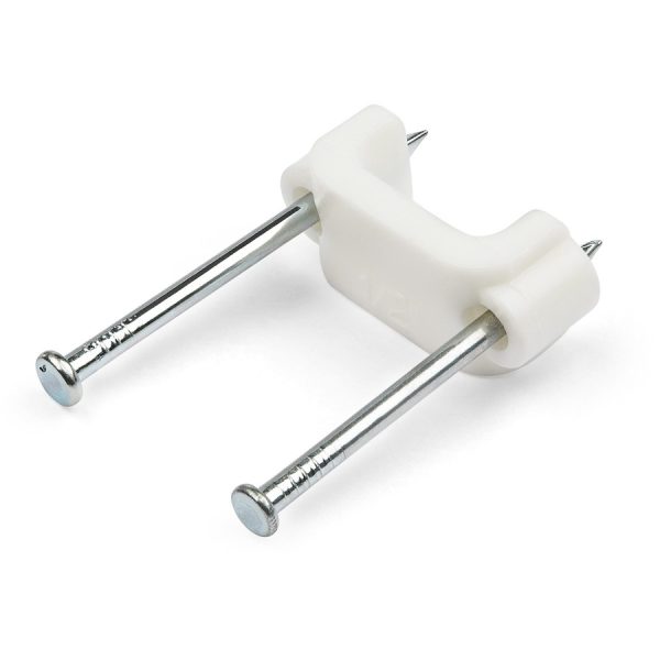 StarTech.com 100 Pack Cable Clips with Nails - Two Steel Nails - Reusable Nail-in Clamps - Cord Mounting Clips/Fasteners/Tacks White - TAA - Image 2