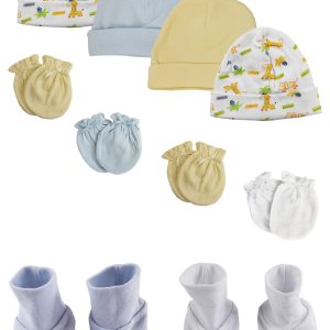 Baby Boy Infant Caps, Booties And Mittens (pack Of 10) Nc_0313