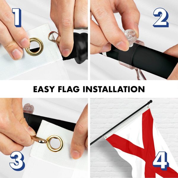 G128 Combo Pack: 6 Ft Tangle Free Aluminum Spinning Flagpole (Black) & Alabama AL State Flag 3x5 Ft, Double ToughWeave Series Double Sided Embroidered 210D Polyester | Pole with Flag Included - Image 7