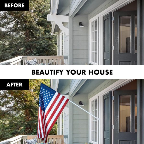 COMBO 6FT TANGLE FREE SPINNING FLAG POLE AND FLAG KIT: 6ft flag pole, 3x5ft American Embroidered Pole Sleeve flag, Pole Bracket Hardware - Image 3