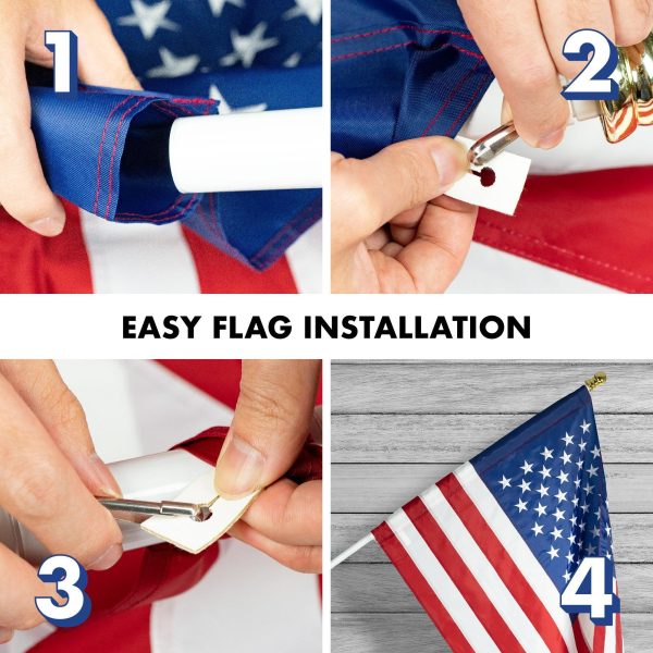 COMBO 6FT TANGLE FREE SPINNING FLAG POLE AND FLAG KIT: 6ft flag pole, 3x5ft American Embroidered Pole Sleeve flag, Pole Bracket Hardware - Image 7