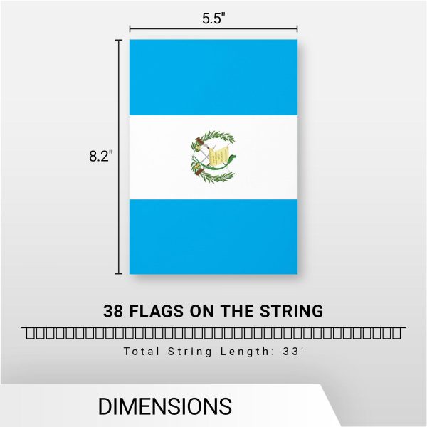 G128 Guatemala 	Guatemalan Bunting Banner | Flag 8.2 x 5.5 Inch, Full String 33 Feet | Printed 150D Polyester, Decorations For Bar, School, Festival Events Celebration - Image 7