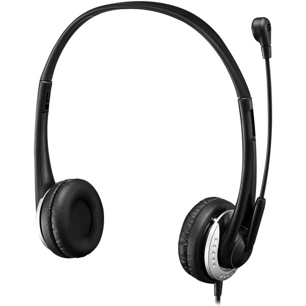 Adesso USB Stereo Headset with Adjustable Microphone- Noise Cancelling- Mono - USB - Wired - Over-the-head - 6 ft Cable -, Omni-directional Microphone - Black - Image 5