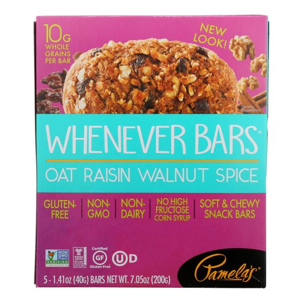 Pamela's Products - Oat Spice Whenever Bars - Raisin Walnut - Case of 6 - 1.41 oz. - Image 3