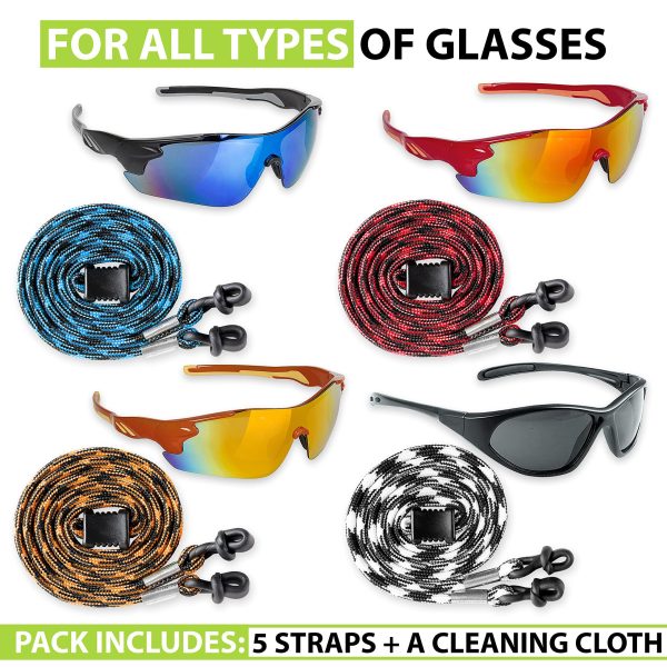 SIGONNA Eyeglasses String Holder Strap Cord   Eyeglass Chain for Men Women   Glasses Lanyard Holders Around Neck   Sports Eye Glass Straps Sunglass Retainer   5 Cords Red Blue - Image 6