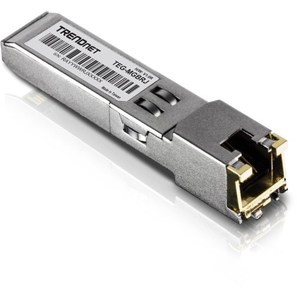TRENDnet SFP to RJ45 1000BASE-T Copper SFP Module; TEG-MGBRJ; 100m (328 Ft.); RJ45 Connector; Hot Pluggable; Supports Data Rates Up to 1.25Gbps; IEEE 802.3ab Gigabit Ethernet; Lifetime Protection - Image 3