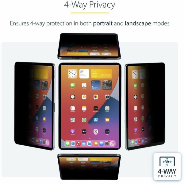 StarTech.com 4-Way Privacy Screen For 11-inch iPad Pro, For Portrait/Landscape Orientations, Touch-Enabled, +/- 30 Deg. View, Matte Finish - Image 3