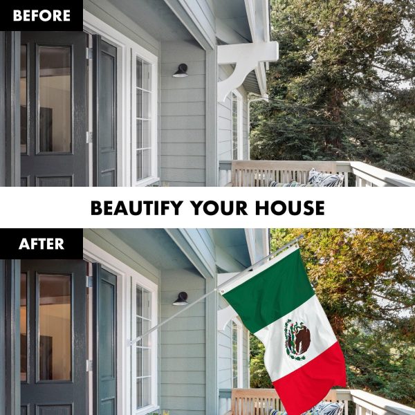G128 Combo Pack: 5 Ft Tangle Free Aluminum Spinning Flagpole (Silver) & Mexico Mexican Flag 2x3 Ft, LiteWeave Pro Series Printed 150D Polyester | Pole with Flag Included - Image 3