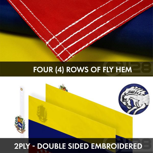 G128 Combo Pack: USA American Flag 3x5 Ft Embroidered Stars & Venezuela (Venezuelan) Flag 3x5 Ft Double-sided Embroidered 210D - Image 8