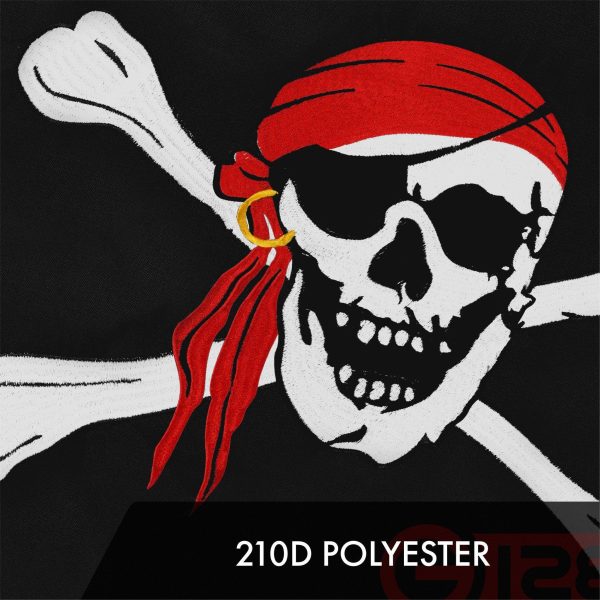 G128 2 Pack: Pirate Jolly Roger Red Head Scarf Flag | 20x30 In | ToughWeave Series Embroidered 300D Polyester | Novelty Flag, Embroidered Design, Indoor/Outdoor, Brass Grommets - Image 4