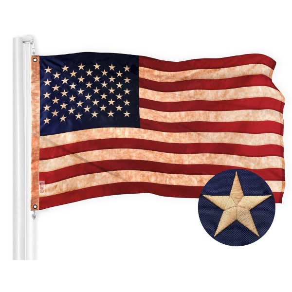 G128 Combo Pack: American USA Tea-Stained Flag 5x8 Ft & 1776 Tea-Stained Flag 5x8 Ft | Both ToughWeave Pro Series Embroidered 420D Polyester, Embroidered Design, Indoor/Outdoor, Brass Grommets - Image 6