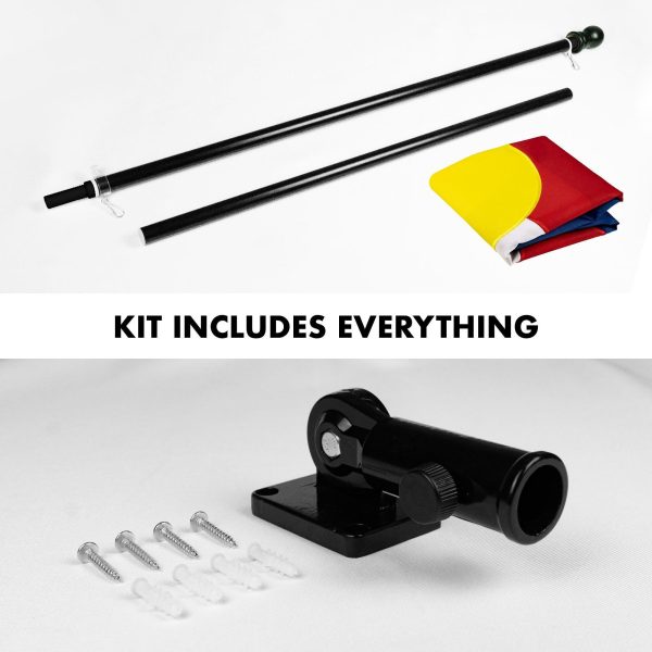 G128 Combo Pack: 5 Ft Tangle Free Aluminum Spinning Flagpole (Black) & Colorado CO State Flag 2.5x4 Ft, ToughWeave Series Embroidered 300D Polyester | Pole with Flag Included - Image 2