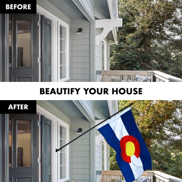 G128 Combo Pack: 5 Ft Tangle Free Aluminum Spinning Flagpole (Black) & Colorado CO State Flag 2.5x4 Ft, ToughWeave Series Embroidered 300D Polyester | Pole with Flag Included - Image 3
