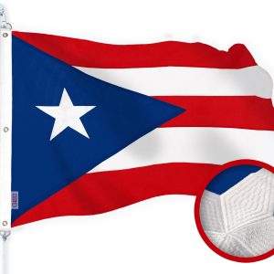 G128 Puerto Rico Puerto Rican Flag | 6x10 Ft | StormFlyer Series Embroidered 220GSM Spun Polyester | Embroidered Design, Indoor/Outdoor, Brass Grommets, Heavy Duty, All Weather